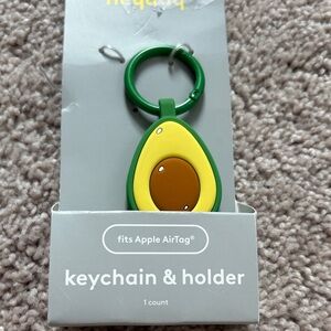 heyday Avocado Silicone AirTag Keychain Green Yellow Brown